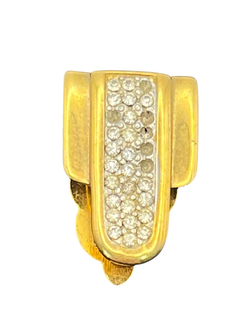 Trifari gold tone clear rhinestone dress clip vintage